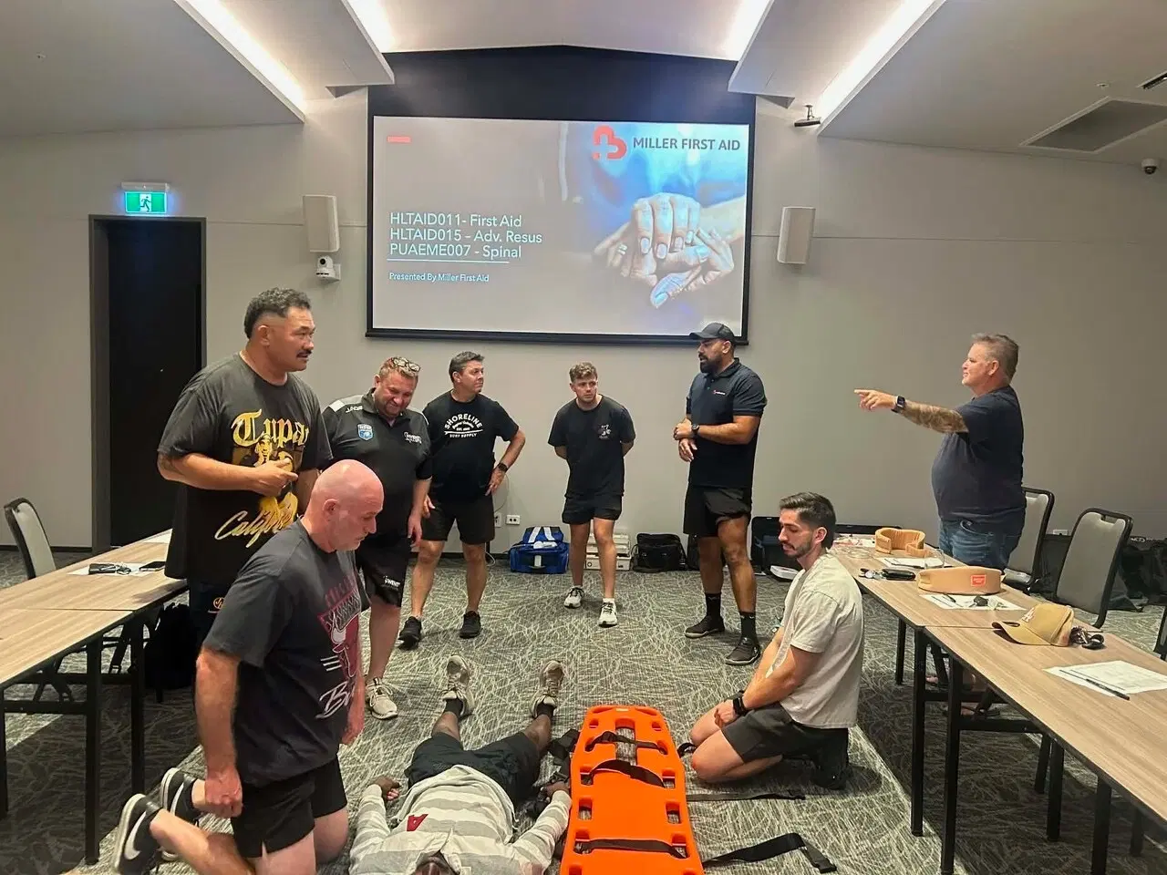 Students learning first aid at school with a Miller First Aid instructor